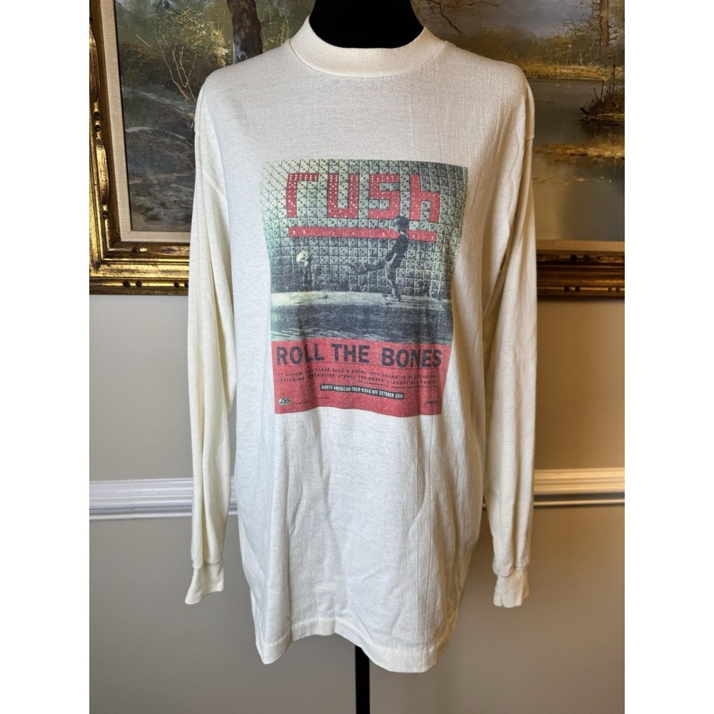 Vintage 1991 Rush Roll the Bones North American Tour Long Sleeve Shirt White L